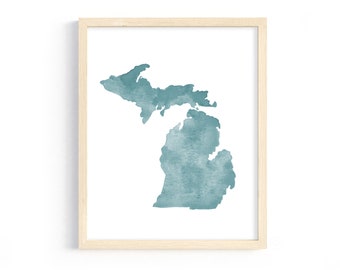 Michigan State Watercolor Art Print INSTANT DIGITAL DOWNLOAD