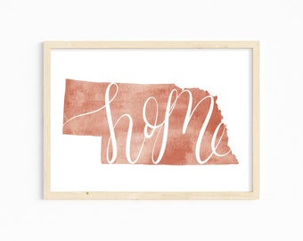 Nebraska Home Watercolor Print INSTANT DIGITAL DOWNLOAD