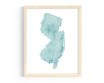 New Jersey Watercolor Print. New Jersey Decor. New Jersey Art Print. New Jersey Watercolor Illustration. Personalized State Print