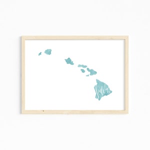 Hand Lettered Hawaii Print. Hawaii Home Decor. State of Hawaii Print. Gift for Hawaii Lover. Personalized State Print.