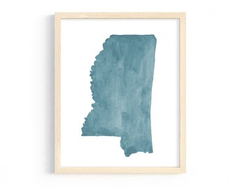 Mississippi Watercolor Print. Mississippi Art Print. Mississippi Gift. Mississippi Watercolor Illustration. Personalized State Print