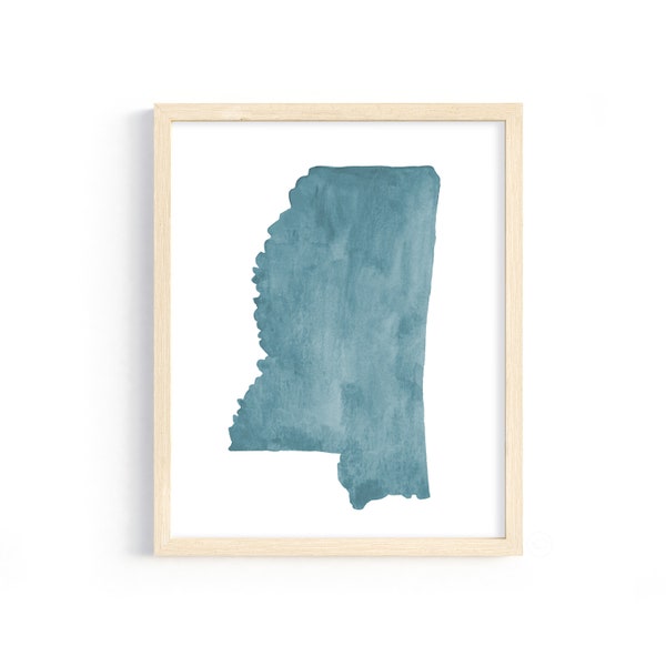 Mississippi Watercolor Print. Mississippi Art Print. Mississippi Gift. Mississippi Watercolor Illustration. Personalized State Print