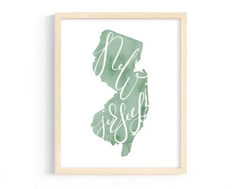 New Jersey Hand Lettering Print INSTANT DIGITAL DOWNLOAD