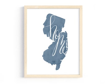 New Jersey Home Print. New Jersey Decor. New Jersey Watercolor Art Print. Custom Housewarming Gift. Personalized New Jersey Print
