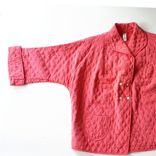 Quilted 50's 60's Jacket  Pink House Coat Vintage