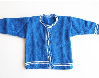 Handknitted Baby Sweater Handmade/ blue/ kids/ toddler Vintage