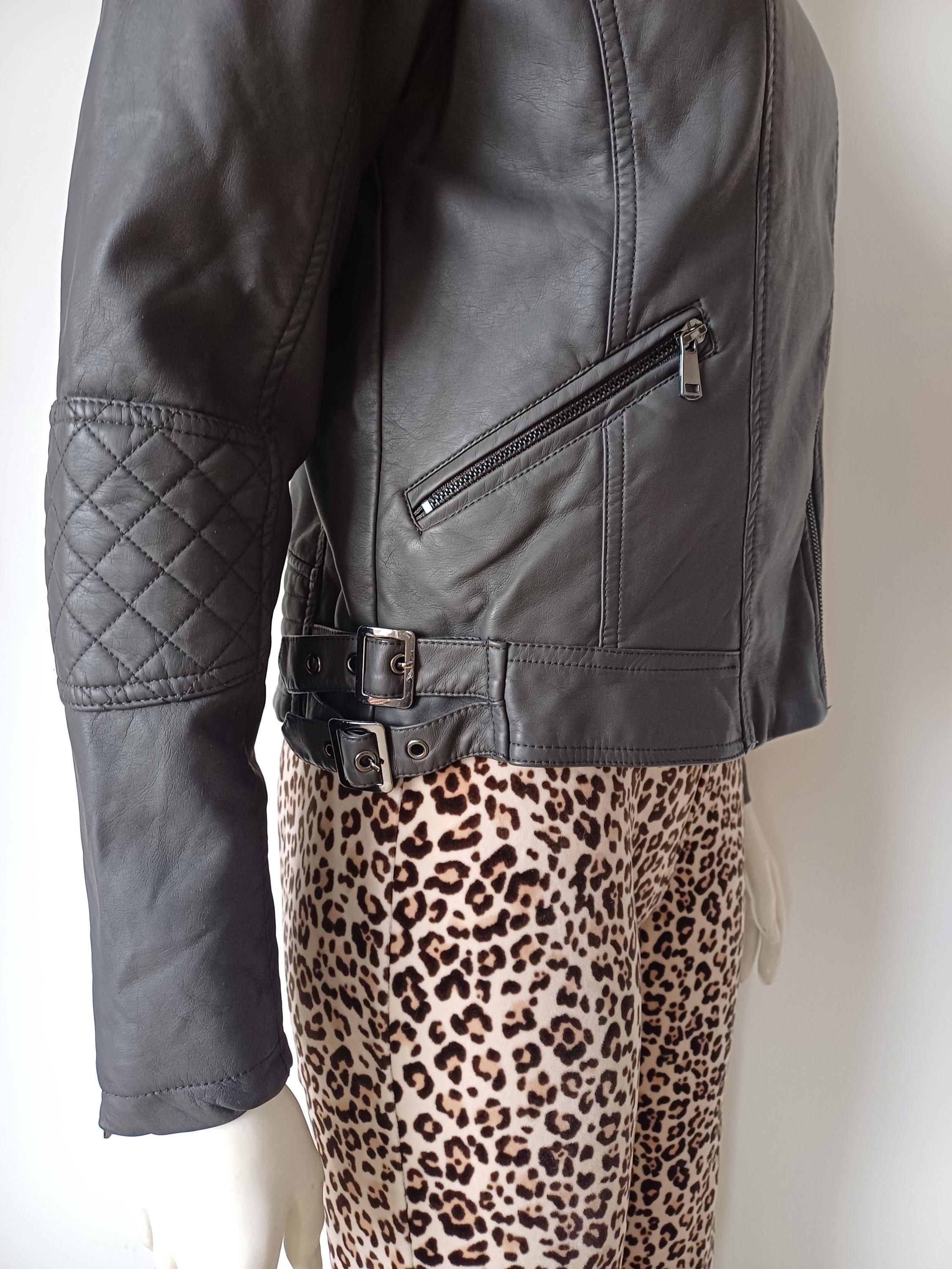 Giacca In Finta Pelle Da Motociclista In PCV Grigio, In Vinile, Vintage, Con Cerniera, Modello Ramones S - Italia - Foto 12