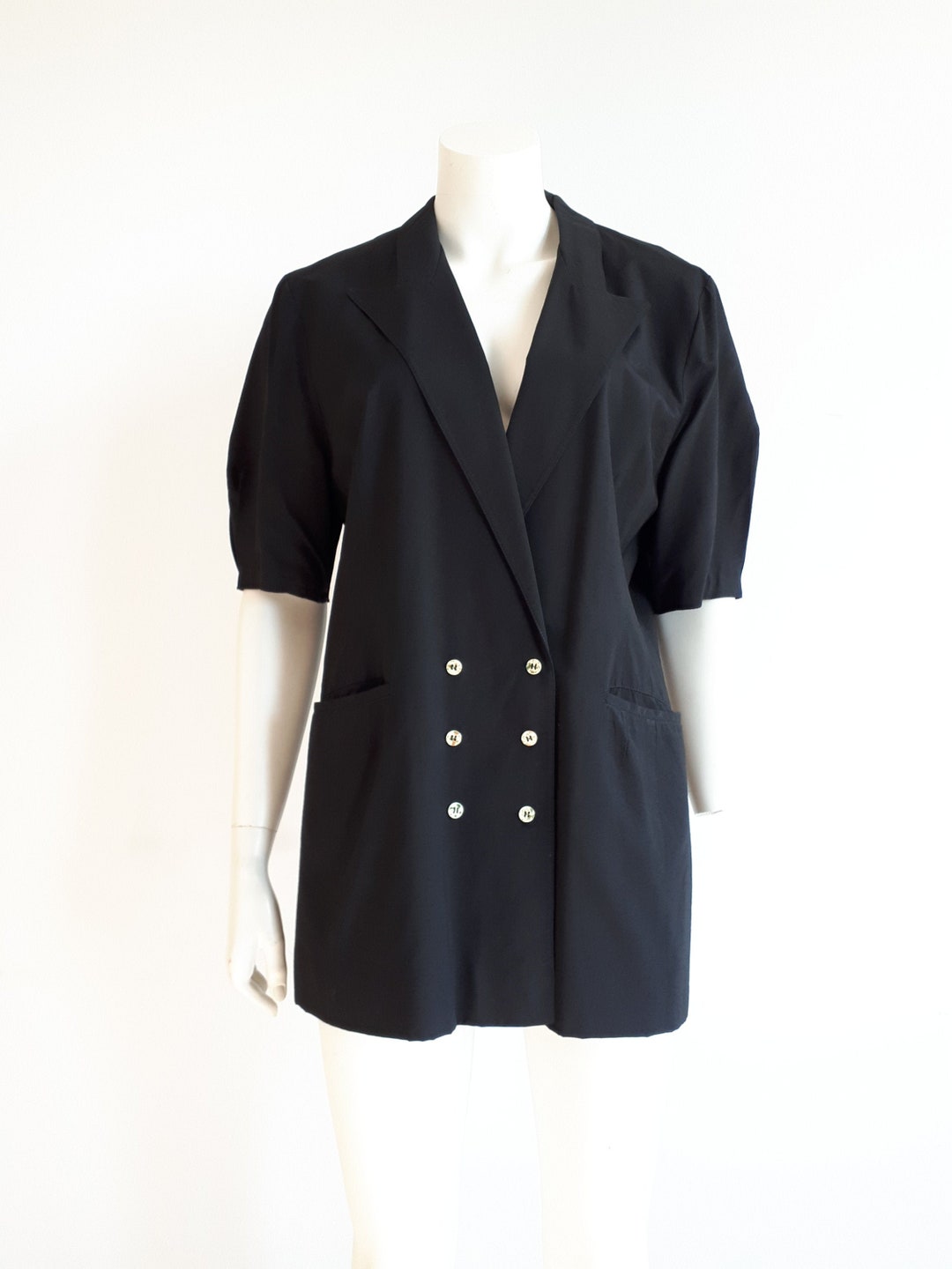 Double Breasted Blazer Jacket- Buttoned Suit M Size Vintage Short