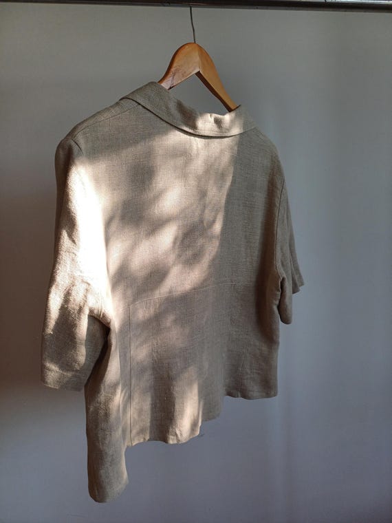 100% Linen Shirt Linnebutiken Buttoned up Made in Sweden Vintage