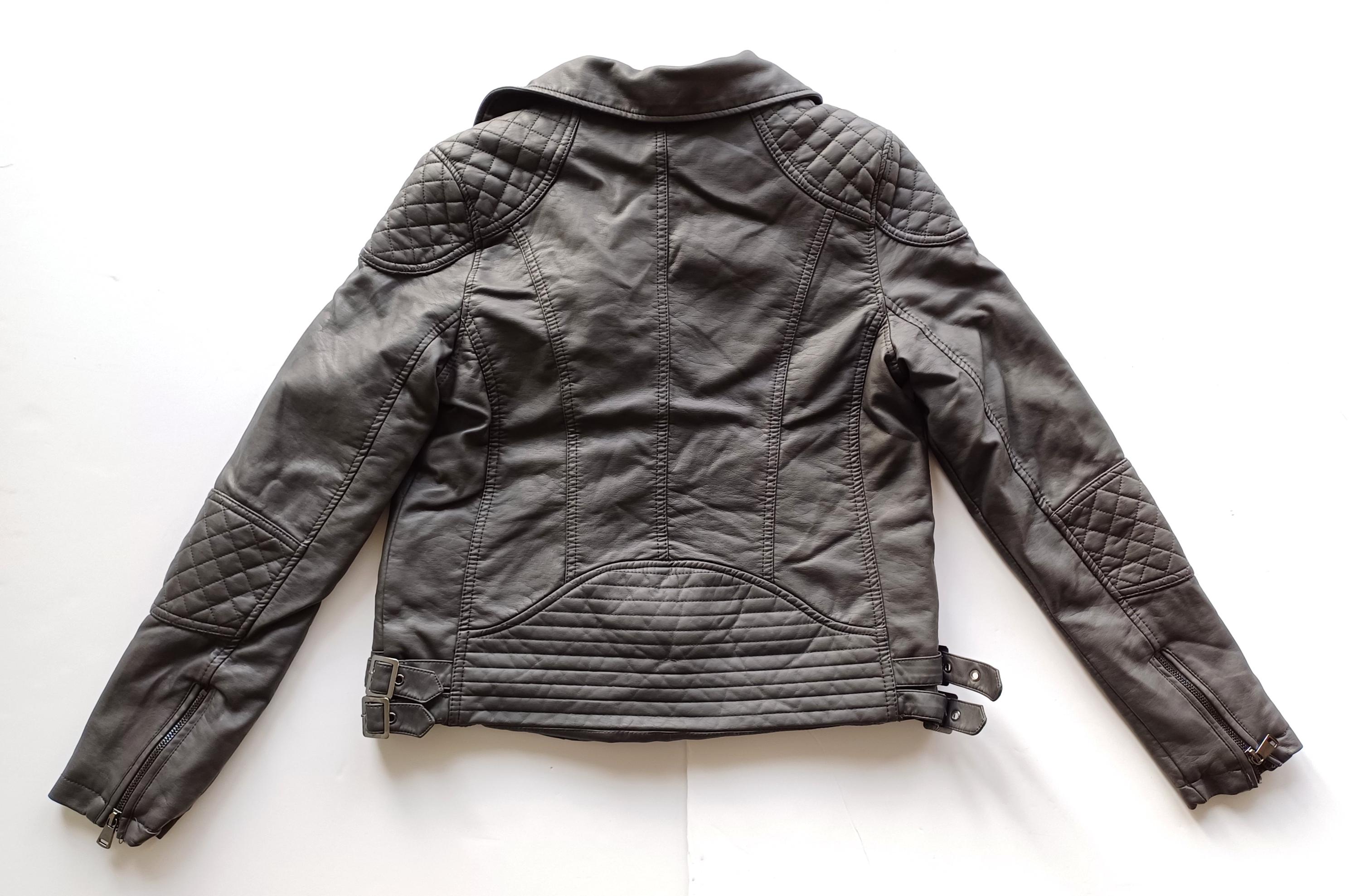 Giacca In Finta Pelle Da Motociclista In PCV Grigio, In Vinile, Vintage, Con Cerniera, Modello Ramones S - Italia - Foto 6