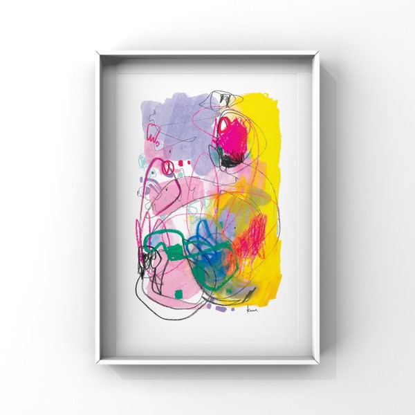 A4 Limited Edition Print from Original Art, Mixed Media Style, Colourful Abstract Art by Keena. Abstract Art Print on Paper