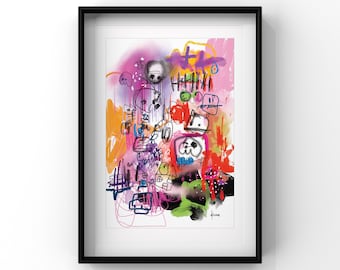A4 Limited Edition Print from Original Art, Mixed Media Style, Colourful Abstract Art by Keena. Abstract Art Print on Paper
