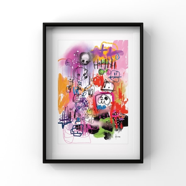 A4 Limited Edition Print from Original Art, Mixed Media Style, Colourful Abstract Art by Keena. Abstract Art Print on Paper