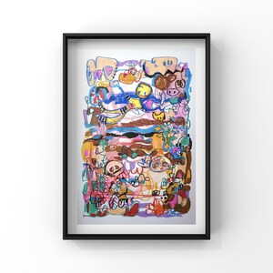 Arte abstracto original, Pintura A3, Firmado y fechado, Técnica mixta, Arte mural, Keena, Acrílico, Gel Pastel Multicolor, Arte de Técnica Mixta 16 "x 12"