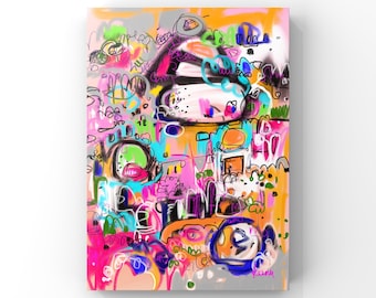 A4 Printable abstract art print, Colourful abstract painting, Digital download wall art, Modern printable wall decor