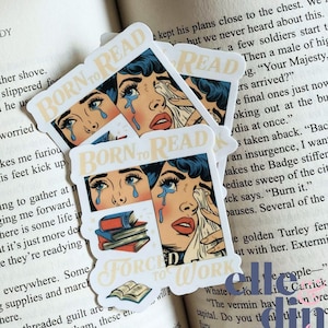 Sticker vinyle Born to Read Forcé de travailler, Sticker Kindle Kobo, Merch livresque, Sticker amateur de livres, Booktok, Idée cadeau lecteur
