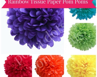 RAINBOW Tissue Paper POM POM / 35cm / Pack 6 / Paper Flower | Etsy