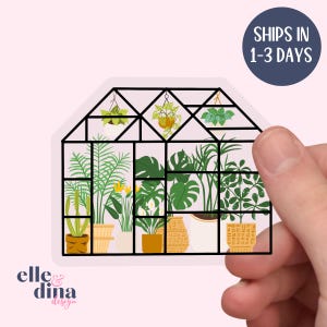 Plant Lover Greenhouse Laptop Sticker, Green Thumb Gift, Plant Lady, Plant Mum, Gardener Gift, Decorative Clear Vinyl Sticker