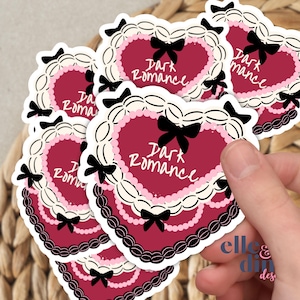 Sticker gâteau coeur vintage en vinyle, sticker Kindle Kobo romantique sombre, produit livresque, Booktok, idée cadeau jolie lectrice, amateur de livres