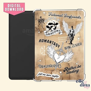 PRINTABLE Kindle Case Insert for Paperwhite Basic Oasis eReaders Clear Case Decor, Fantasy Romance Reader Romantasy Angel Dragonrider