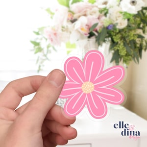 Sticker marguerite rose pour Kindle, autocollant fleur bohème, autocollant mignon pour ordinateur portable, iPad, téléphone Kobo, autocollant groovy, décoration de bagage