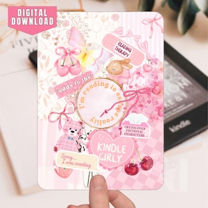 Funda para Kindle IMPRIMIBLE para Paperwhite 2024, Paperwhite, Basic y Oasis, funda transparente decorativa, collage de arte digital rosa de Soft Girl PDF
