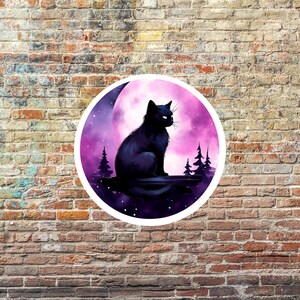 Vinyl Witch Decal Black Cat Moon GOTH Vibe Vinyl Sticker Witch Decor Sticker Gift for Her Gothic Wicca Sticker Halloween