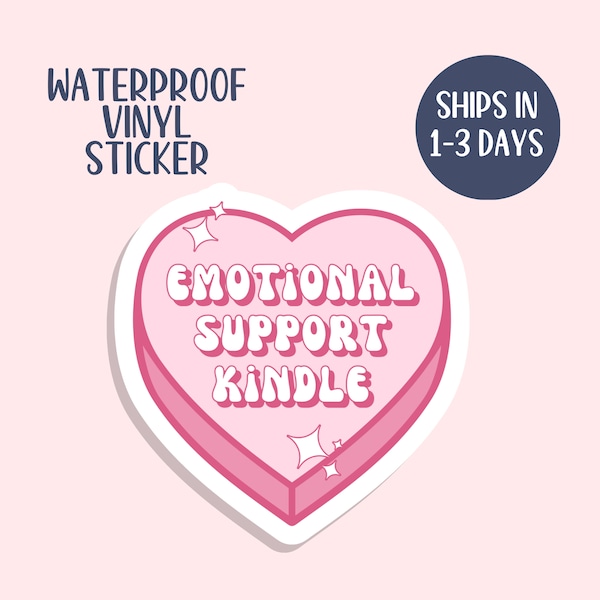 Emotional Support Kindle Heart Sticker, Kindle Addict, Bookish Gift, Book Lover Sticker, Bookish Sticker, e-book sticker, Reader Gift Idea