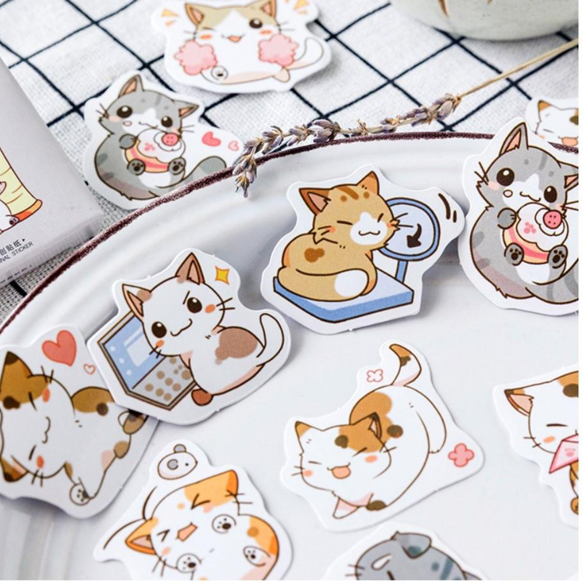 Japanese Cartoon Cats Sticker Set 45 Pack Kawaii Stationery | Etsy