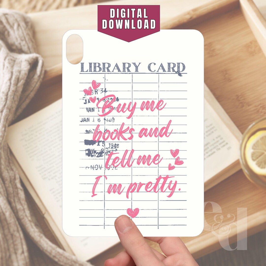 Editable Library Card Insert PRINTABLE iPad Mini 6 or 7 Clear Case Insert, Vintage Library Card ...