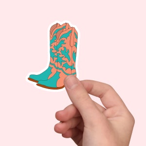 Cowboy Boots Sticker, Kindle Decoration, iPhone Decoration, Cowgirl, Country, Western, Ranch, Journal Sticker, Kindle, Laptop, Turquoise Tan