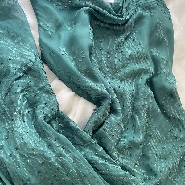 Vintage Teal Beaded Gown: 1930s Inspired Silk Rayon Formal Dress