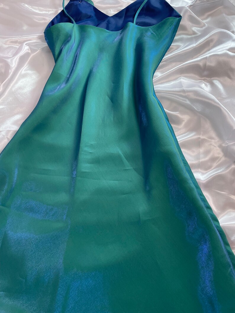 Shimmery Blue Green Vintage Maxi Dress — Mesmerizing Color Changing — free download
