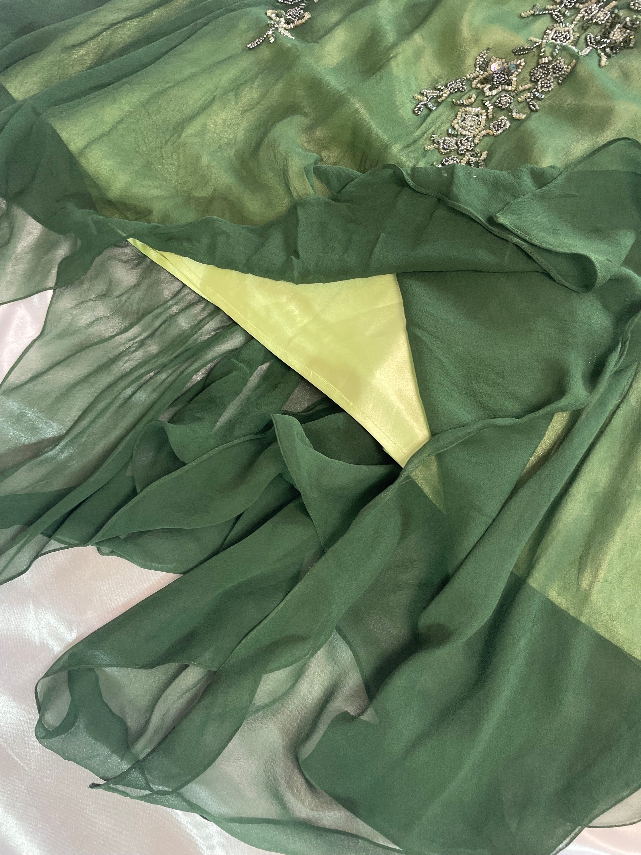 4 Ply Silk Long Sleeve Cocoon Dress in Green