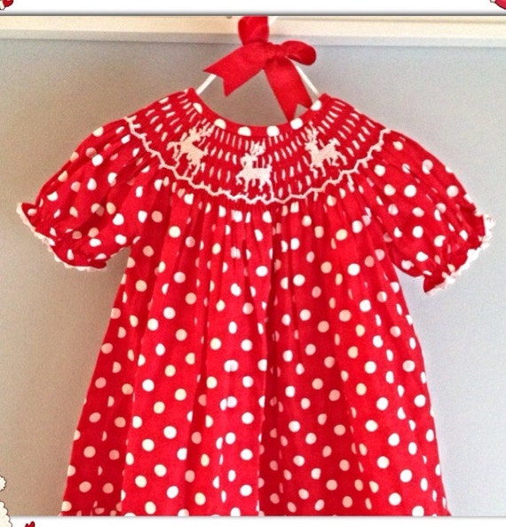 red smocked christmas dress