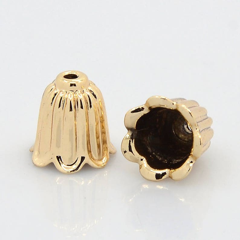 Gold Plated Bead Cones 2 Bead Cones Bead Caps Flower Petal Bead Cones A14 Gold Bead Cones Jewelry Supplies Gold Bead Caps
