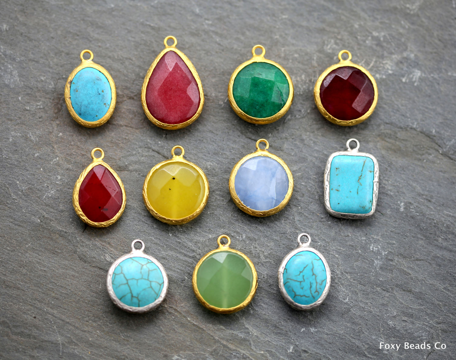 Gemstone Charm Jade Necklace Gemstone Pendant Gemstone Etsy