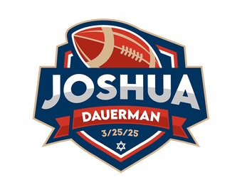 Custom Bar mitzvah Football Logo, Personalized Football Logo, Digital Download