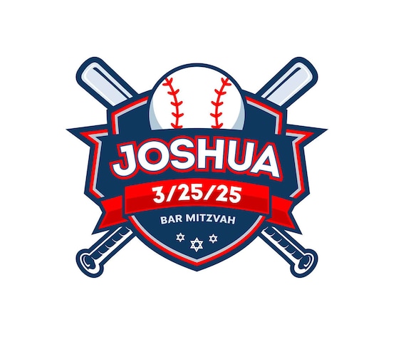 Bar Mitzvah Baseball Logo Custom Made Name Logo Digital Download Personalized Bat Mitzvah Sports Logotype, Bat Mitzvah Softball logo