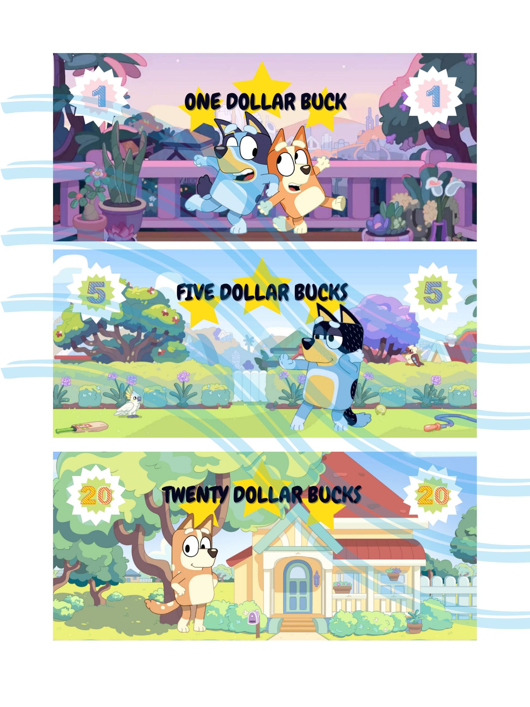 Bluey Dollar Bucks Play Money PRINTABLE Etsy