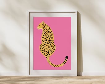 Printable Downloadable Artwork Eclectic Maximalist Design - Pink Tiger Back