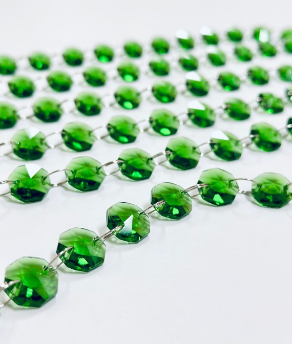 49pcs Vitrial Green Octagonal Beads Colorful Glass Crystal Beads