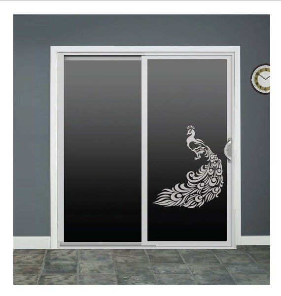 Peacock Bird Glass Door Decals Etched Glass Window Sticker Etsy