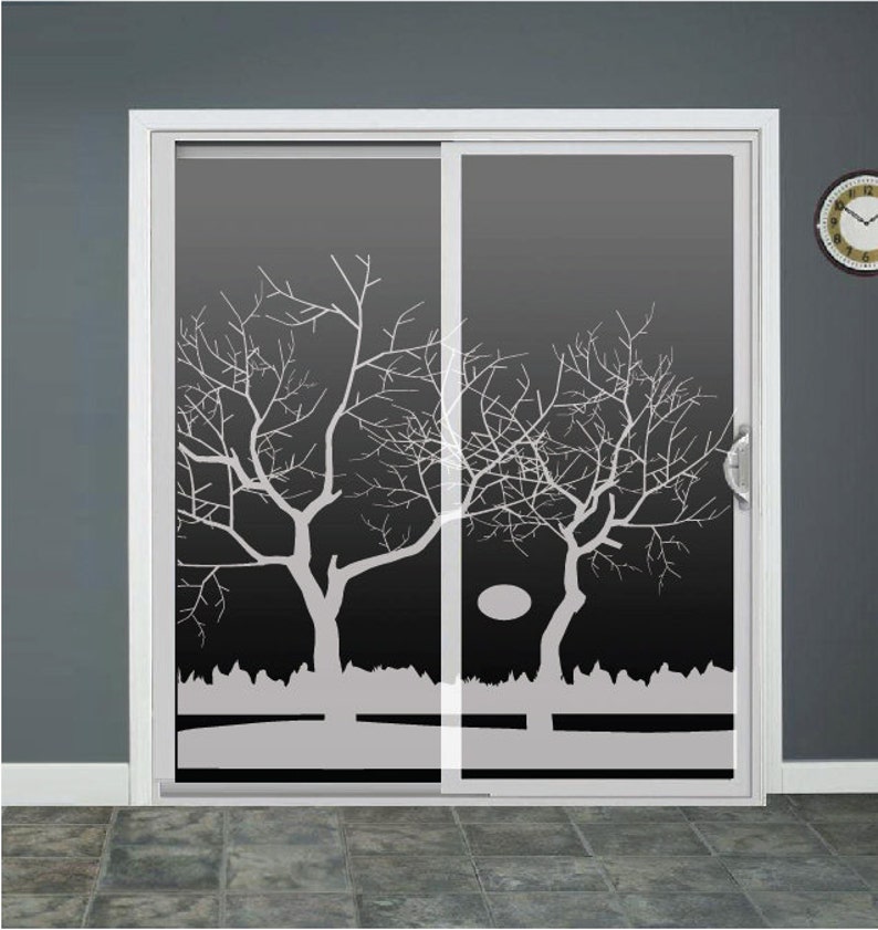 Winter Tree Lake Glass Door Decals Etched glass window Etsy