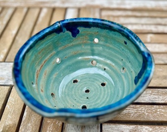 In Stock • 6.5 x 3.5” Berry Bowl • Garden Bowl • Turquoise & Sapphire • Ready to Ship