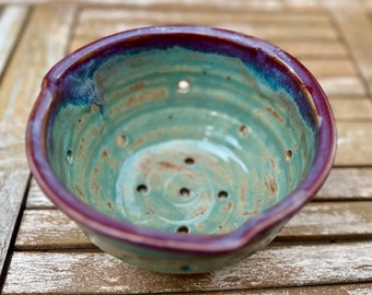 In Stock • 6.5 x 3.5” Berry Bowl • Garden Bowl • Turquoise & Purple • Ready to Ship