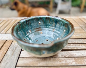 In Stock • 8 x 3.5” Berry Bowl • Garden Bowl • Steel, Bone & Turquoise • Ready to Ship