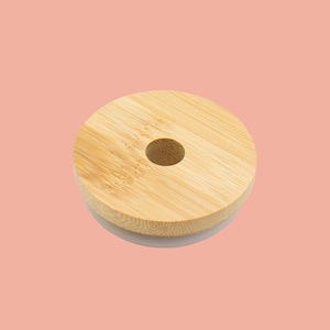 Bamboo 70mm Soda Can Glass lid with Straw hole- Perfect for a can glass!
