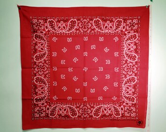Vintage Red Bandana, Bandanna, Handkerchief, Hankie, Scarf, Red