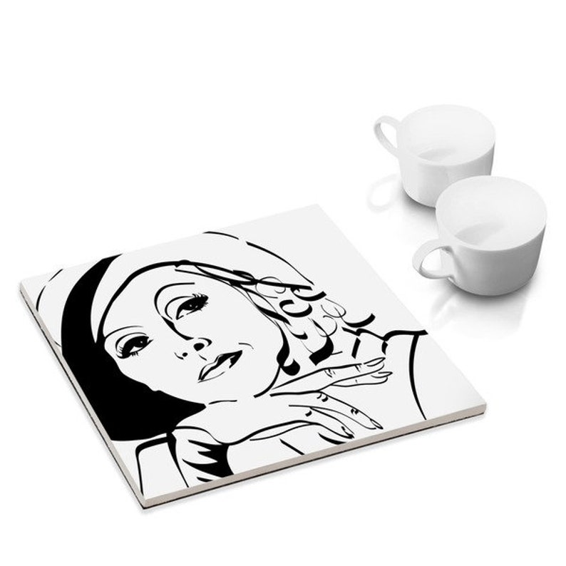 Coaster Greta Garbo-printing on ceramic tile image 1